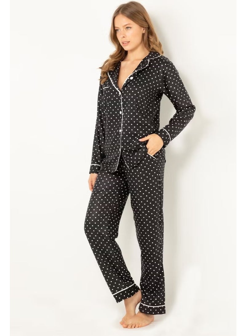 DoReMi Polka Dot Natural Viscose Soft Soft Button Pajamas Set - Image 3